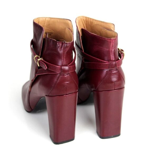 Banana Republic BURGUNDY GENUINE LEATHER OPEN TOE HIGH HEEL SHOES Sz 6.5M - Picture 4 of 11
